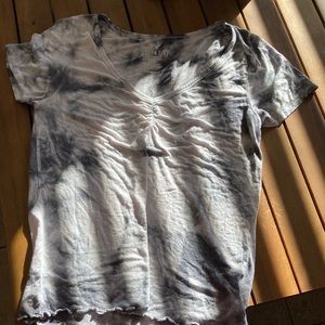 Grey and white tie dye top